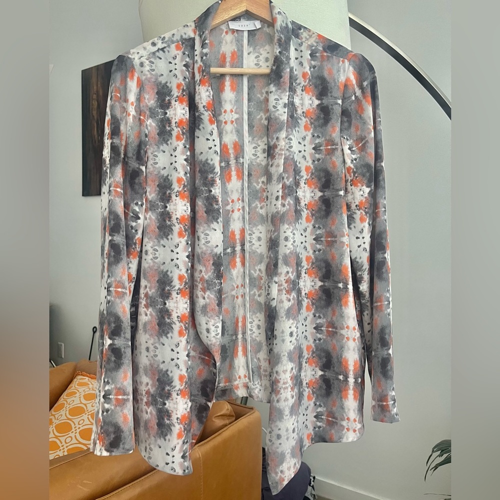 Lush Open Front Patterned Blazer